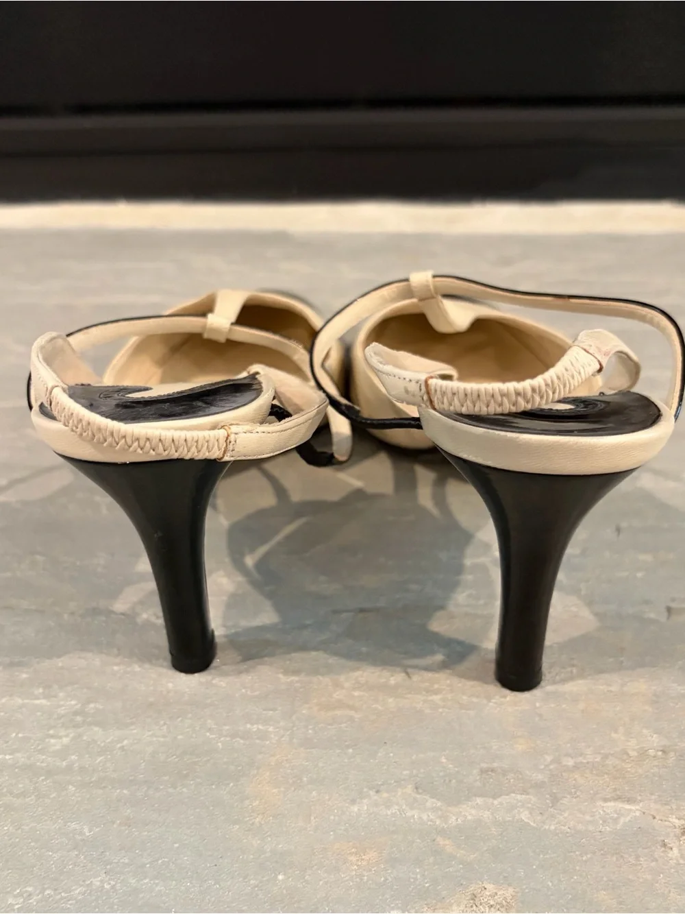 Salvatore Ferragamo Vintage Two-Tone T-Strap Slingback Heels - Picture 4 of 7